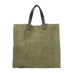 Borsa a mano da donna Made in Italy - Modello Novara Lux - Pelle Scamosciata - 34.5 x 32.0 x 17.0 cm