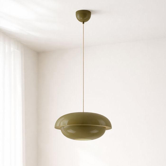 Suspension ronde en métal verte CHLOE