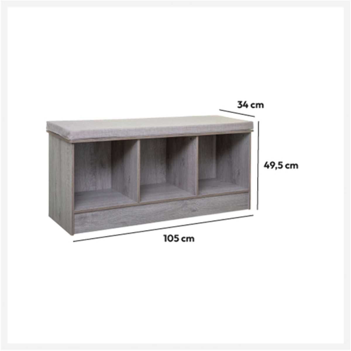 Banc 3 cases Effet chêne gris Mix N' Modul