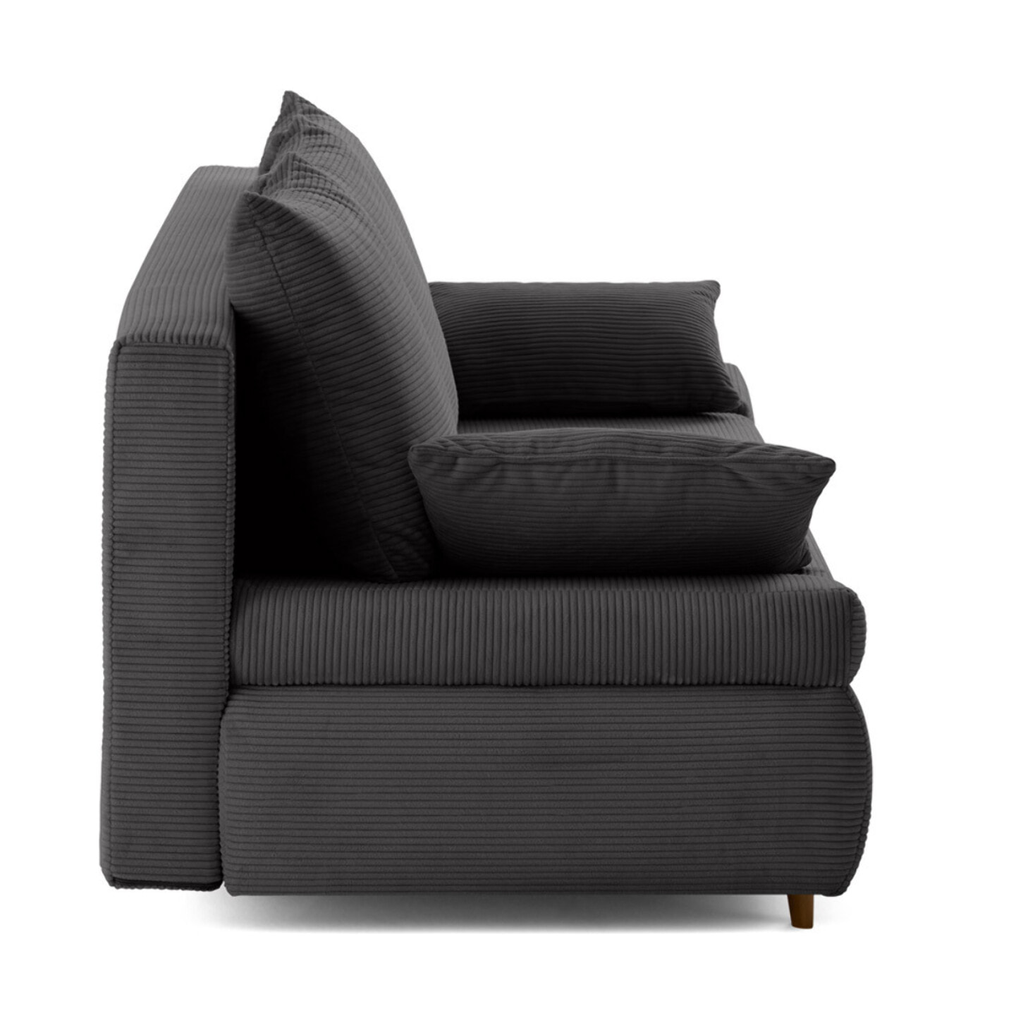 Larson - canapé droit 3 places convertible avec coffre en velours côtelé - Gris foncé