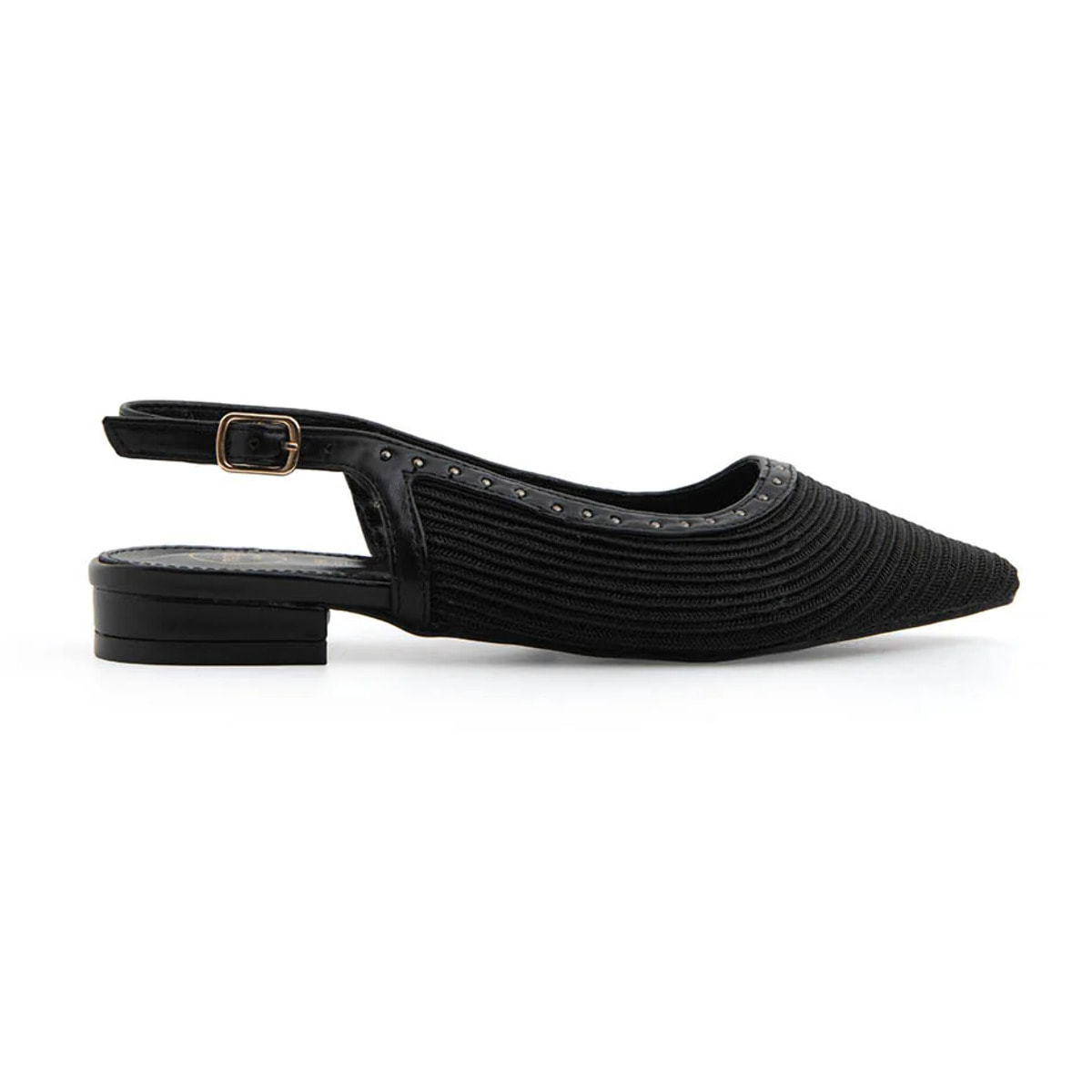 Slingback studded intrecciata - NERO