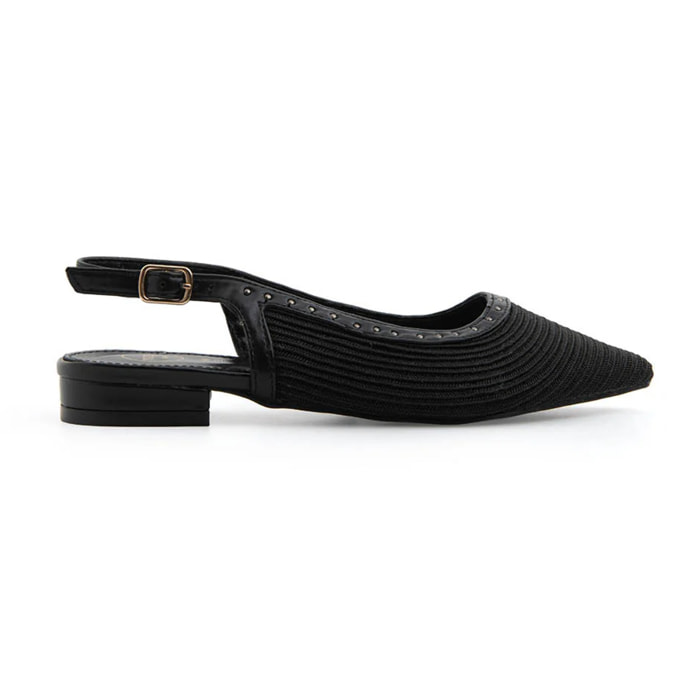 Slingback studded intrecciata - NERO