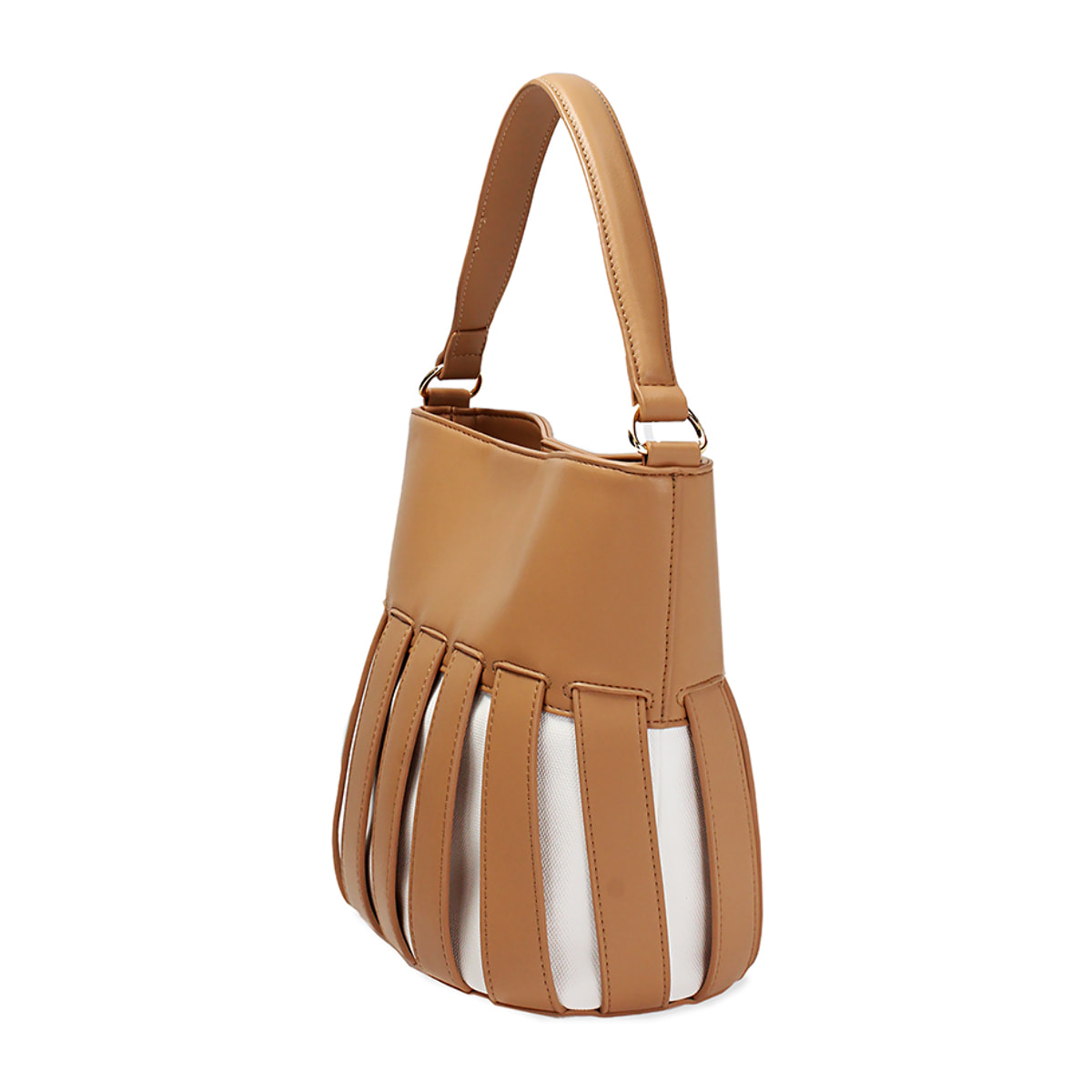 Borsa a spalla donna cognac, a secchiello