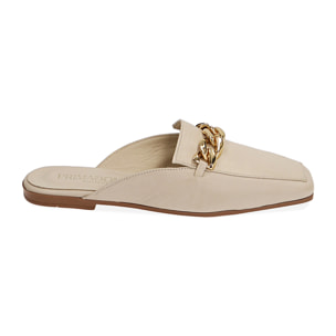 Sabot de piel color crema