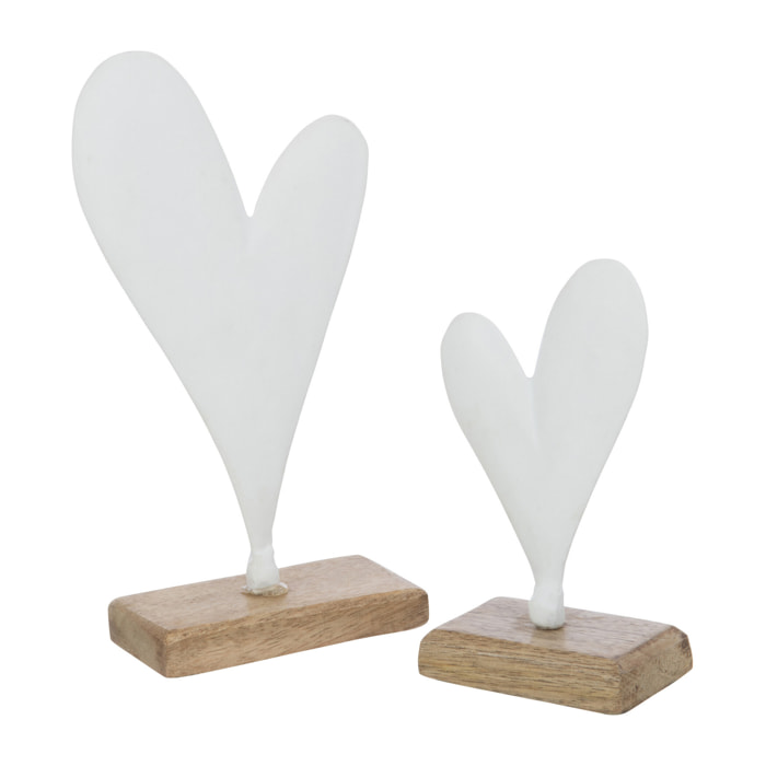 J-Line décoration Coeur Sur Pied Graphique - aluminium/bois - blanc - large