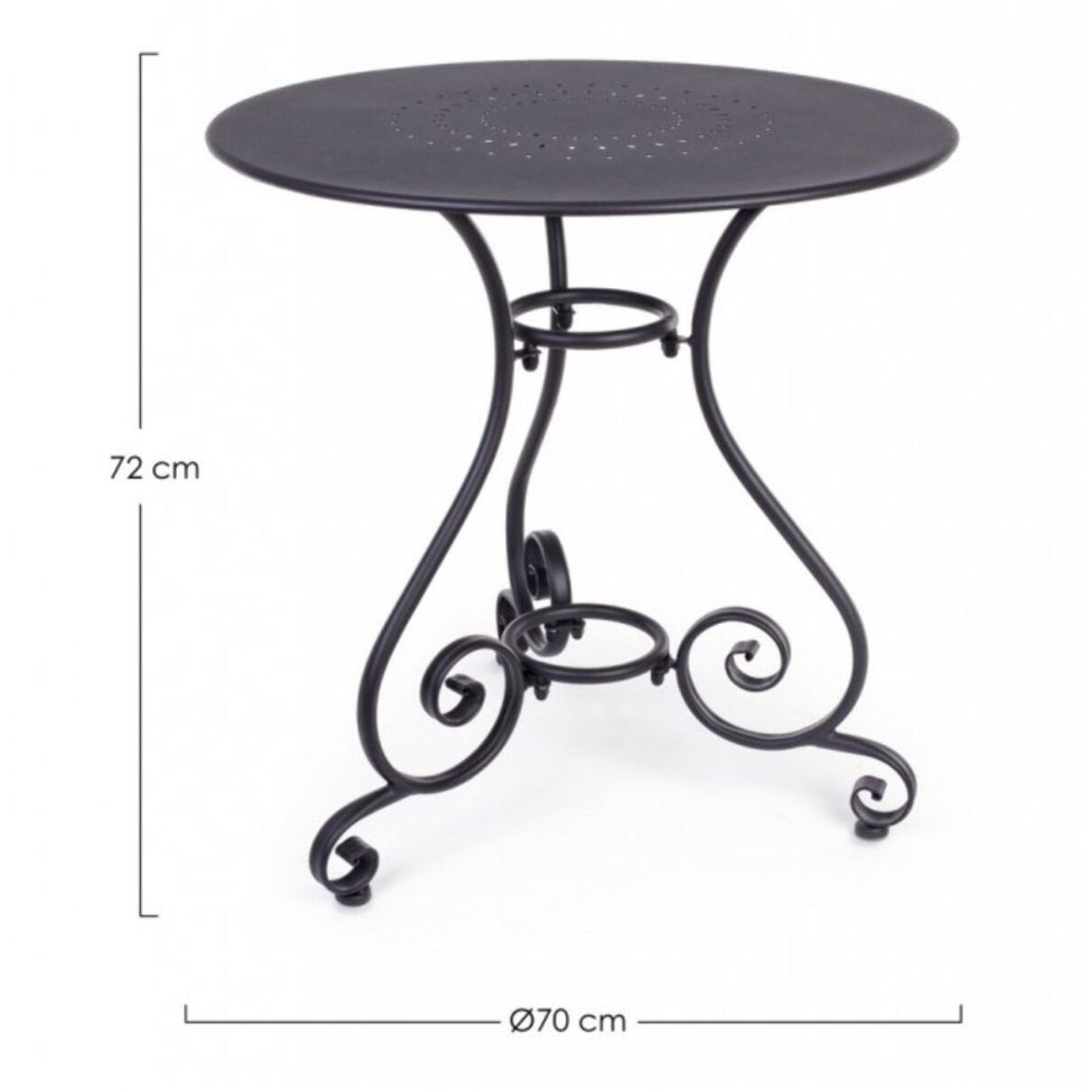 Tavolo ETIENNE in acciaio antracite Ø70 cm