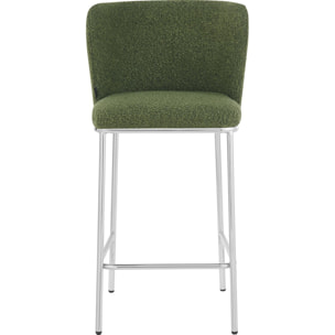 Lot de 2 tabourets de bar en tissu bouclé, piètement chromé - TOMA