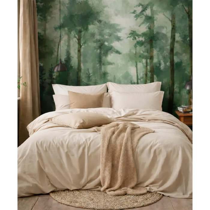 Parure CopriPiumino e Federe RASO BEIGE tinta unita per letto matrimoniale 100% Raso di Cotone e Made in Italy