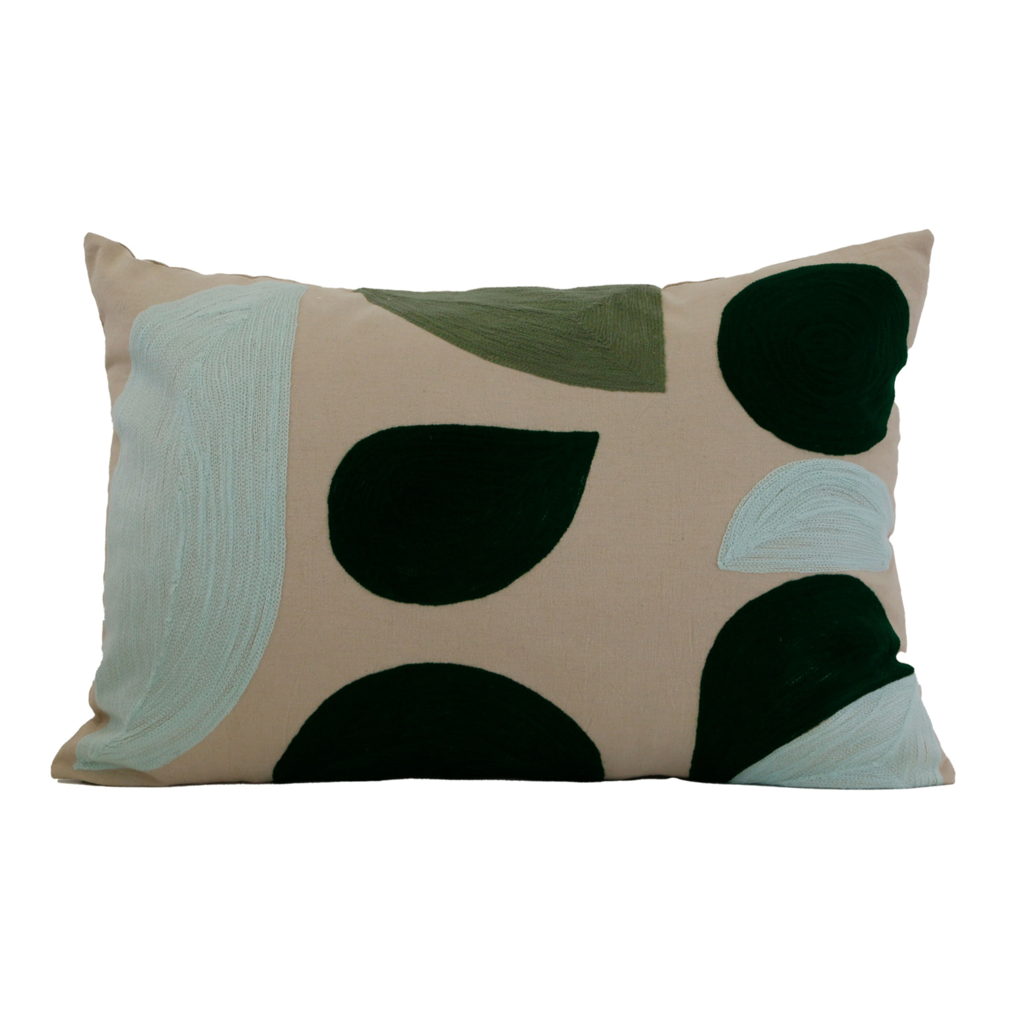 Coussin brodé motif abstrait - Vert