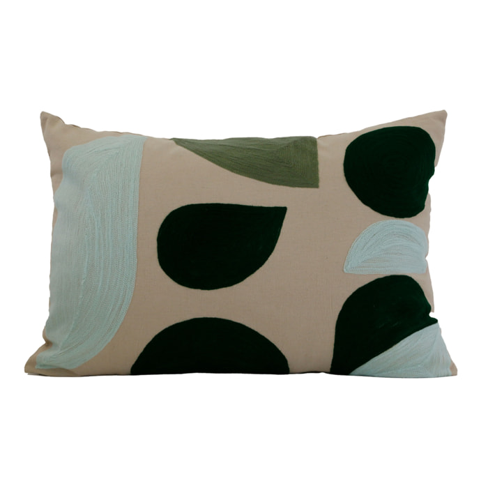 Coussin brodé motif abstrait - Vert