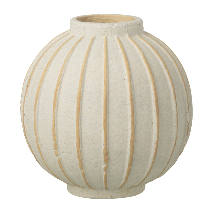 J-Line Vase Balle Ligné - céramique - blanc cassé/beige - small