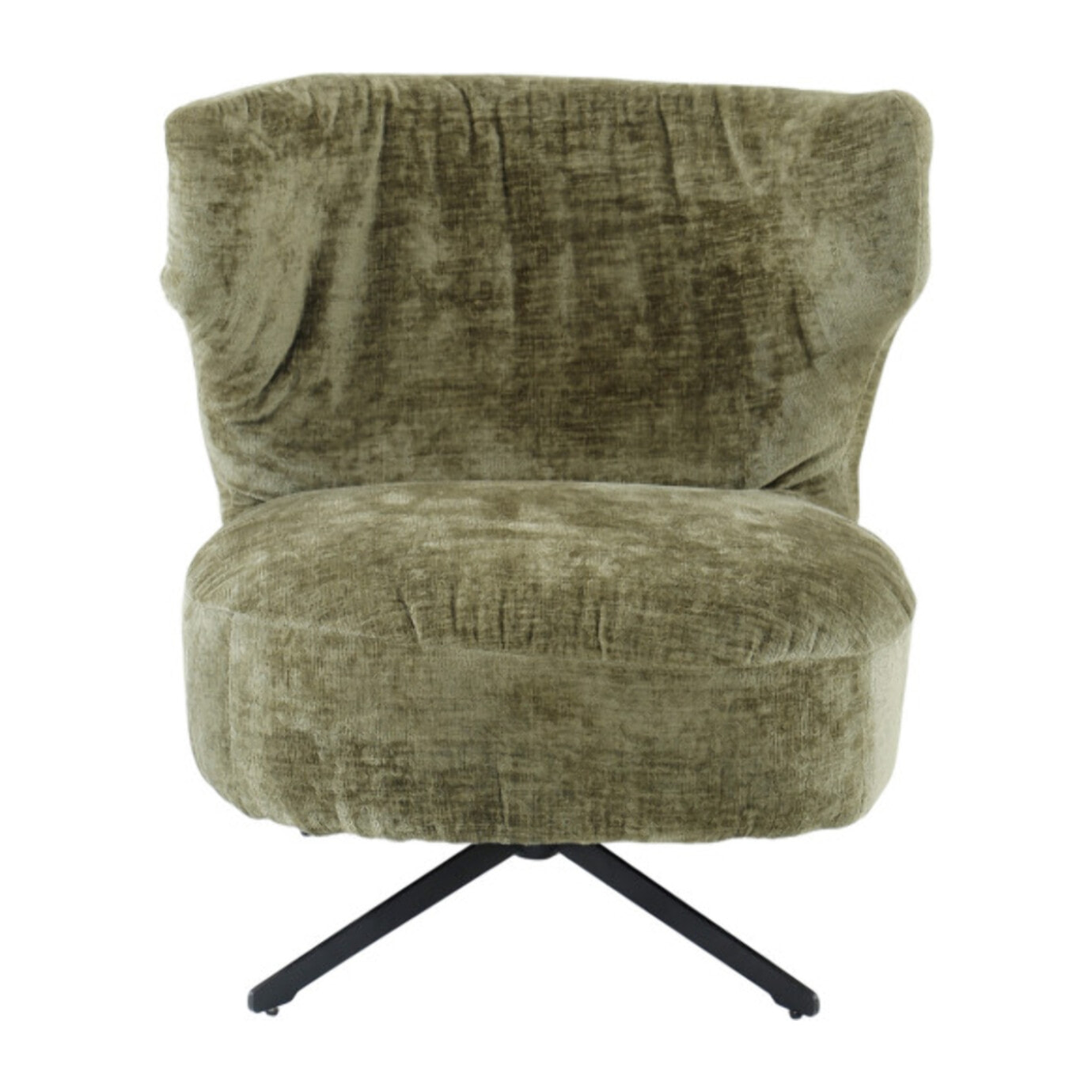 Fauteuil rotatif 360° tissu doux avec pieds en métal noir - EUGENE
