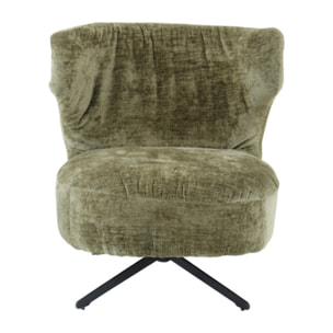 Fauteuil rotatif 360° tissu doux avec pieds en métal noir - EUGENE