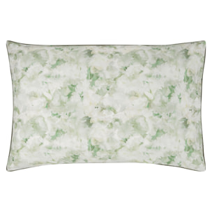 Taie d'oreiller imprimée en percale de coton, FLEURS DE JOUR CELADON, Vert