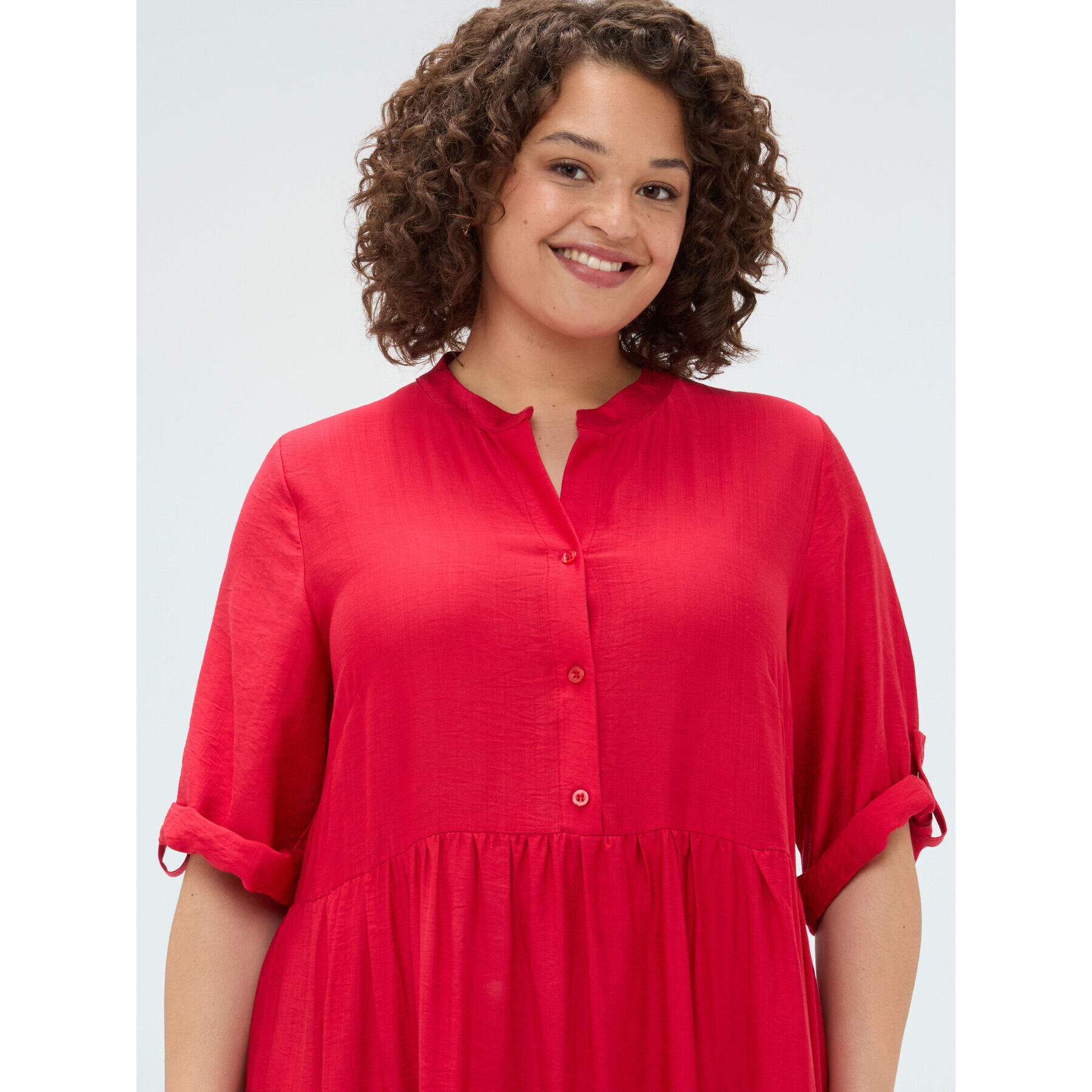 Fiorella Rubino - Vestido camisero Power en mezcla de viscosa - Rojo