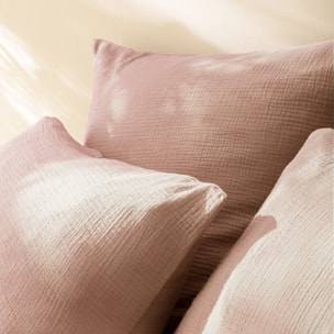 Set de 2 taies d'oreiller unies en coton, GAZE DE COTON