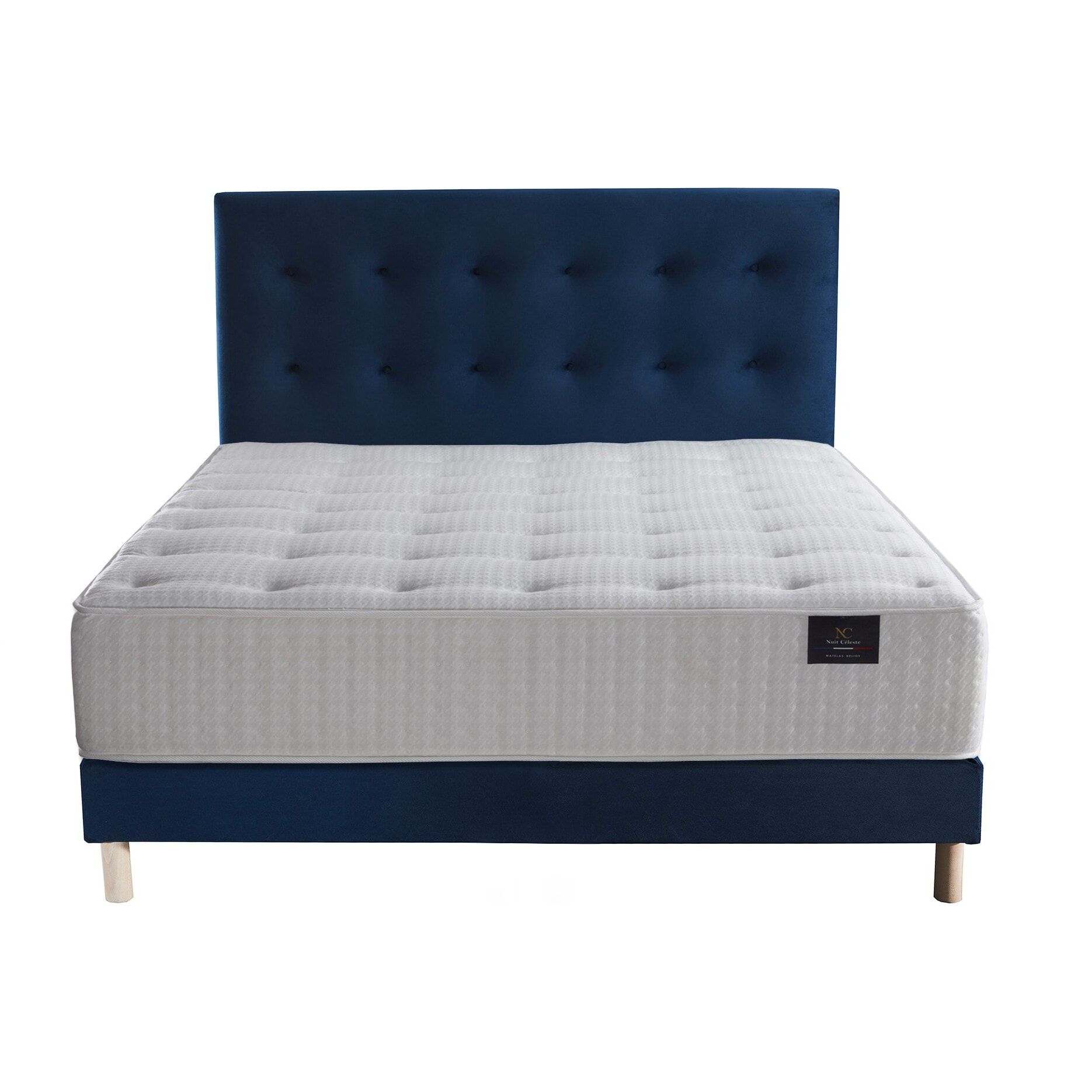 Ensemble Hélios + tête de lit capitonnée - Matelas ressorts ensachés Mémoire de forme Latex