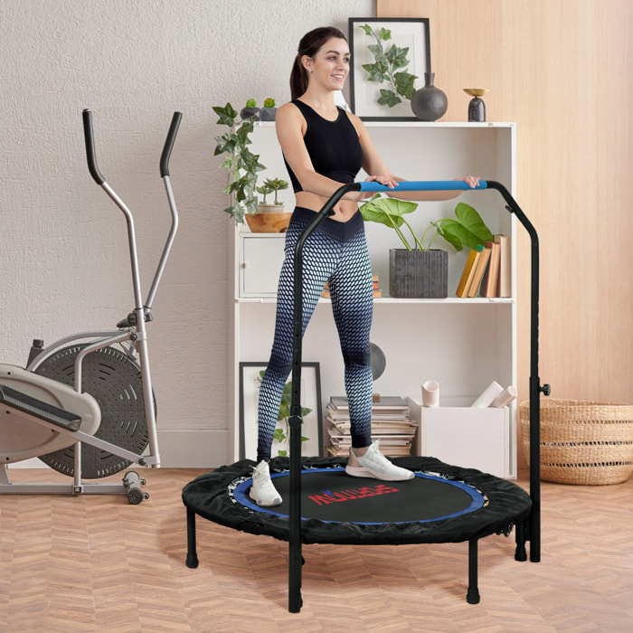 Trampolín de Fitness Ø102 cm Cama Elástica Plegable con Mango Ajustable de 4 Niveles Marco de Acero para Entrenamiento Piernas Cuerpo en Hogar Oficina Gimnasio Azul