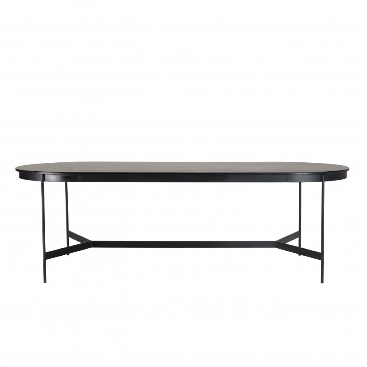 DALY - Table à manger ovale noire 240x104cm piètement métal