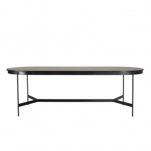 DALY - Table à manger ovale noire 240x104cm piètement métal