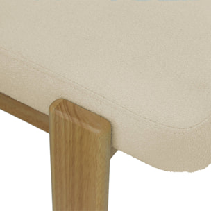 Banc, bout de lit bois d'hévéa teinte naturelle et tissu texturé NOMA