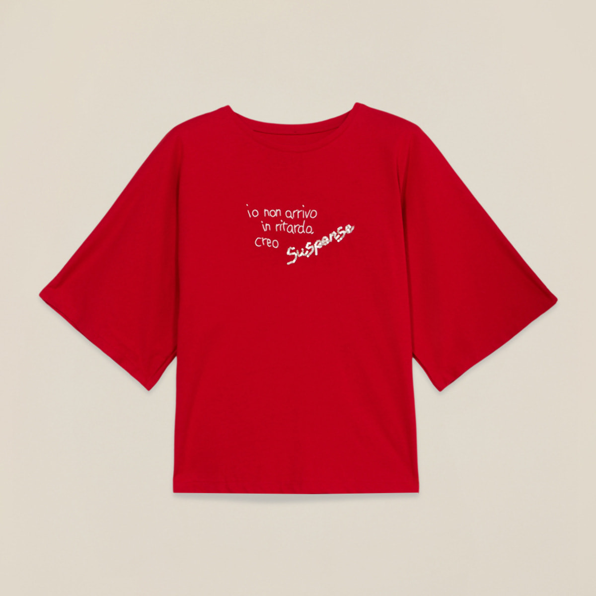 Oltre - Camiseta con bordado de letras - Rojo