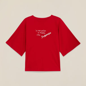 Oltre - Camiseta con bordado de letras - Rojo