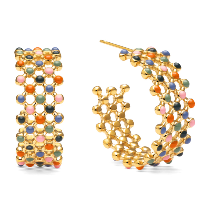 Pendientes Mini Bomb Enamel Acero Baño Oro