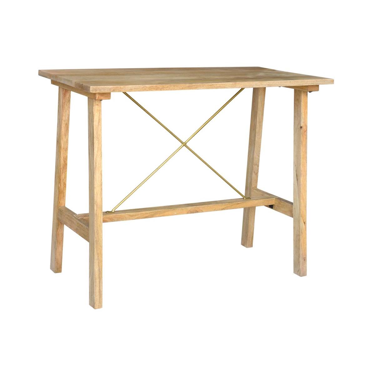 Table de bar en bois manguier massif et métal doré L130 cm MARGHA