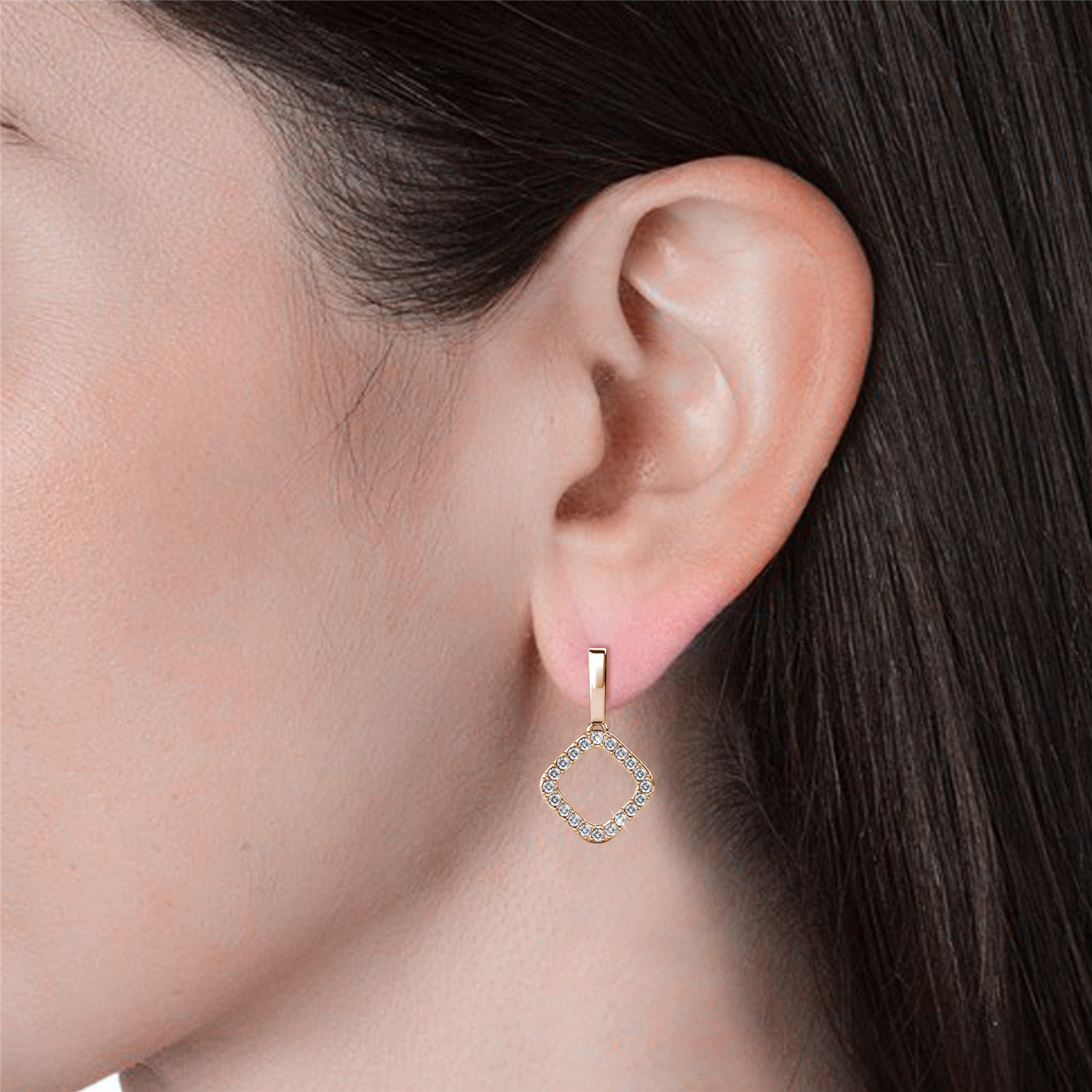 Pendientes Alma Rose brass bañado en oro rosa 18K y cristales de Swarovski