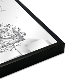 Affiche encadrée pissenlits graphiques noir et blanc Affiche + cadre en métal - Noir