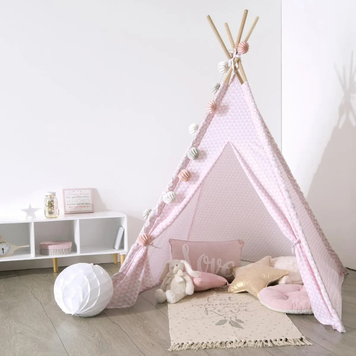 Tipi pour enfant 120x120x160cm rose