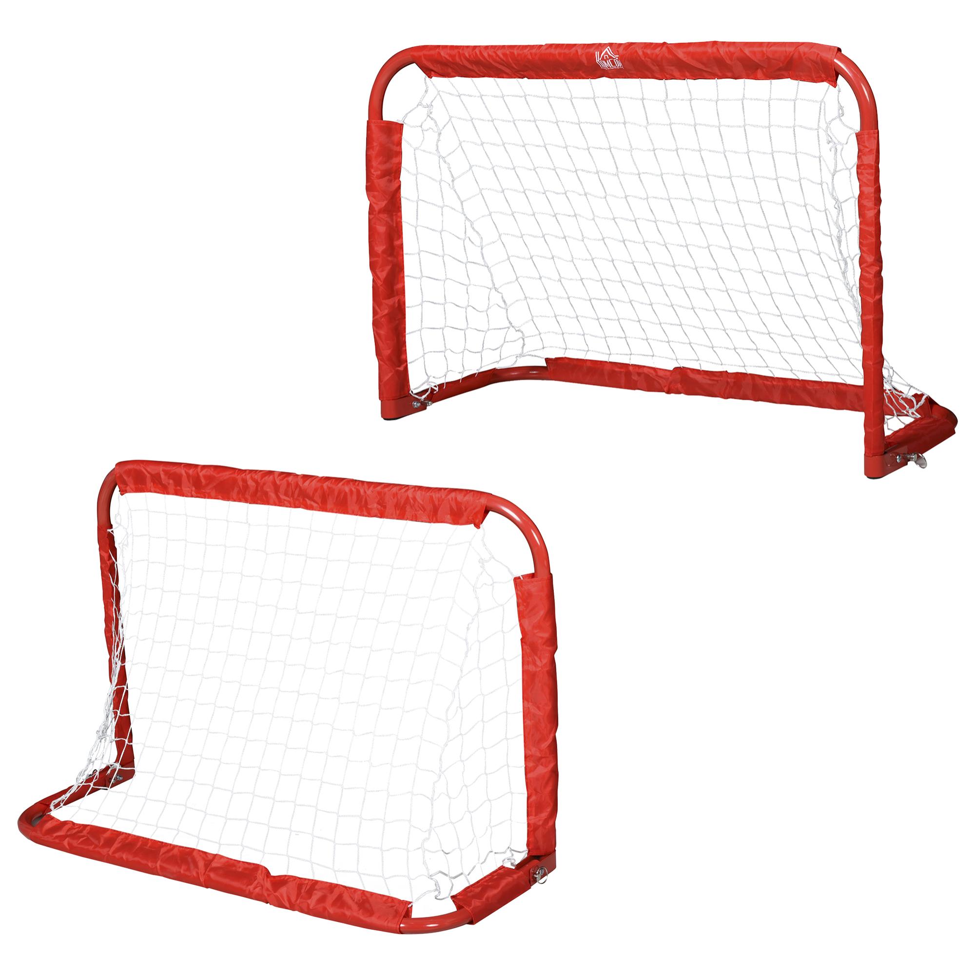 Set de 2 Porterías de Fútbol Hierro Poliéster 90x36x60cm Rojo