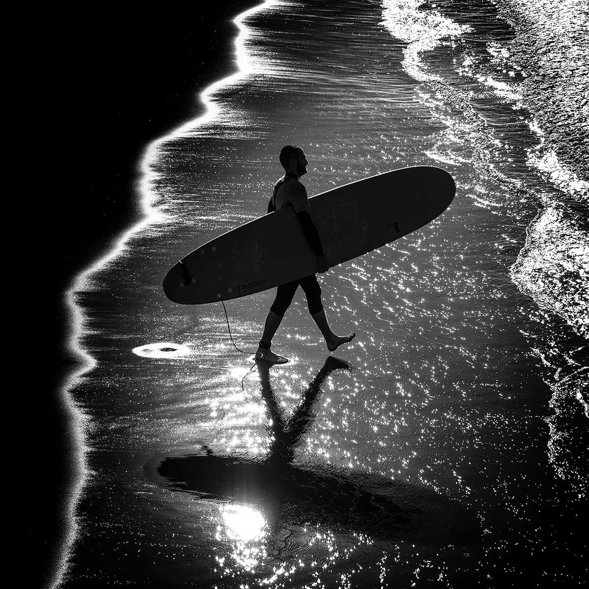 Poster surf contraste Affiche + cadre en bois - Chêne