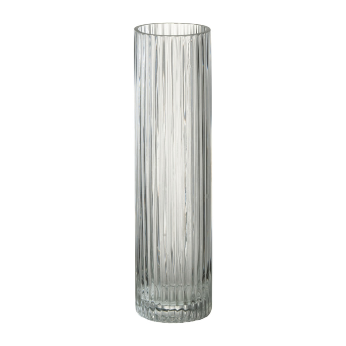 J-Line vase Cylindrique Lignes - verre - transparent - medium - 30 cm de hauteur