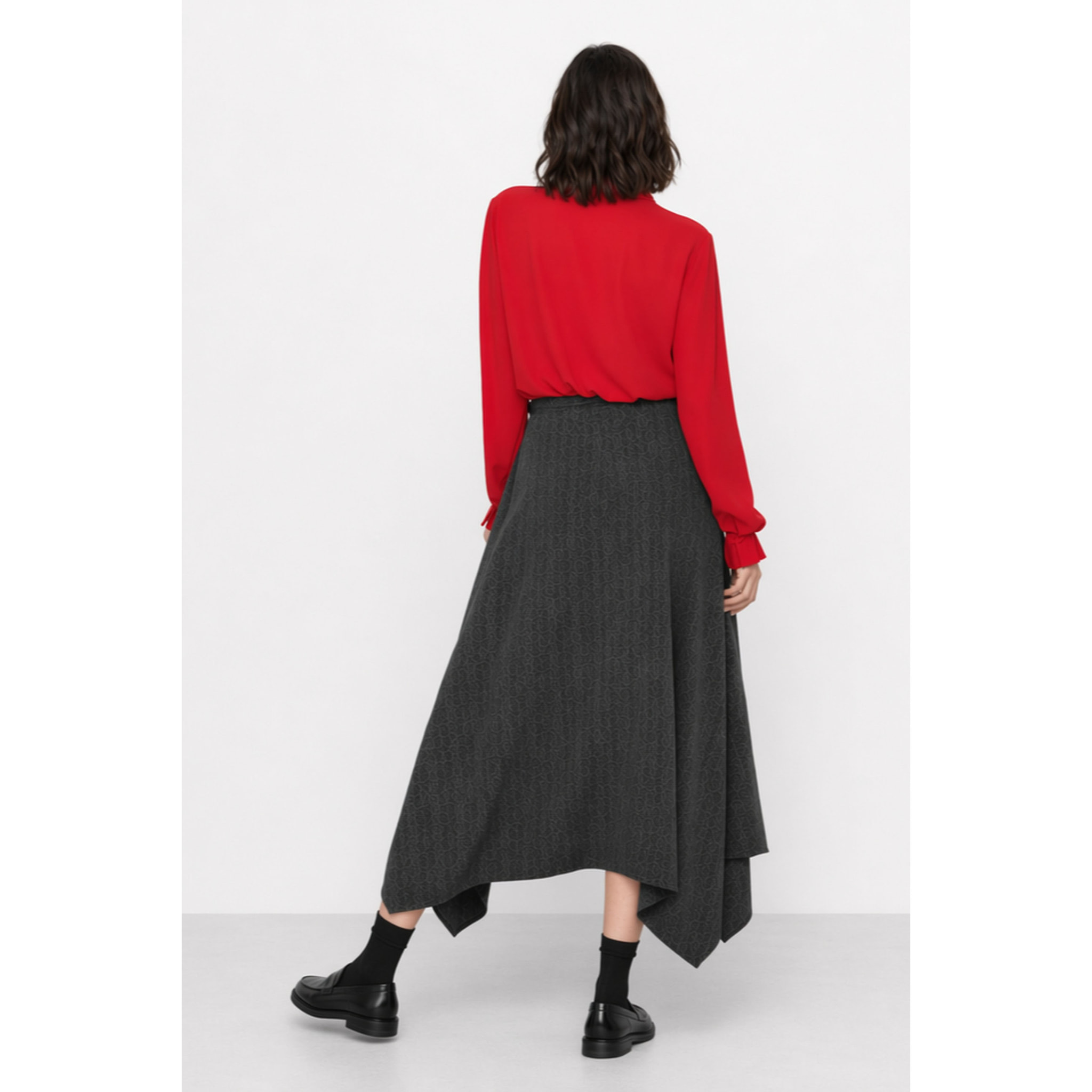Kocca - Gonna asimmetrica da donna a vita alta con drappeggio Donna