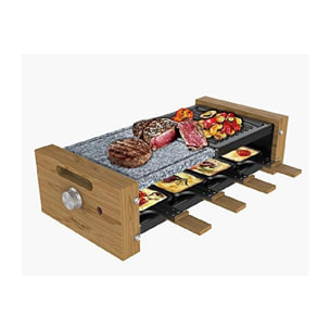 Cecotec Raclette Cheese&Grill 8400 Wood MixGrill. 1200 W, Surface mixte gril et