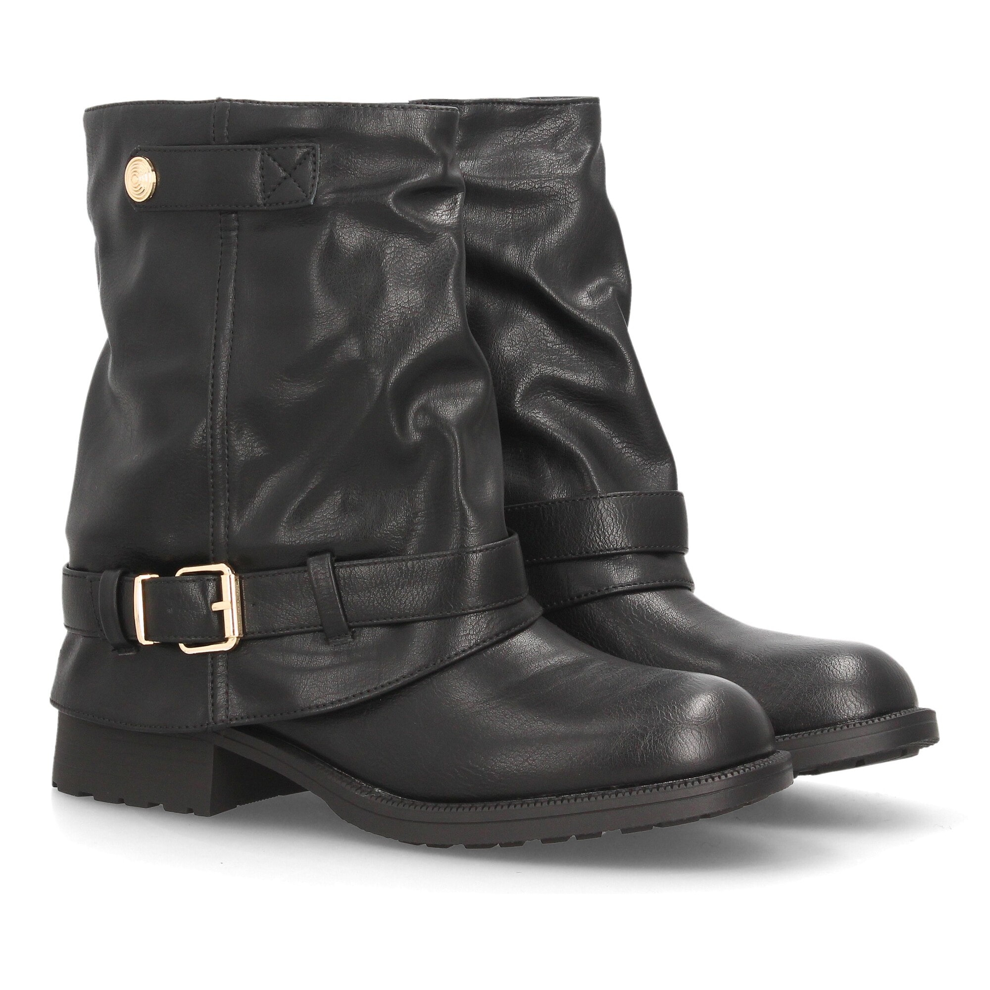 Botines moteros con correas decorativas para mujer