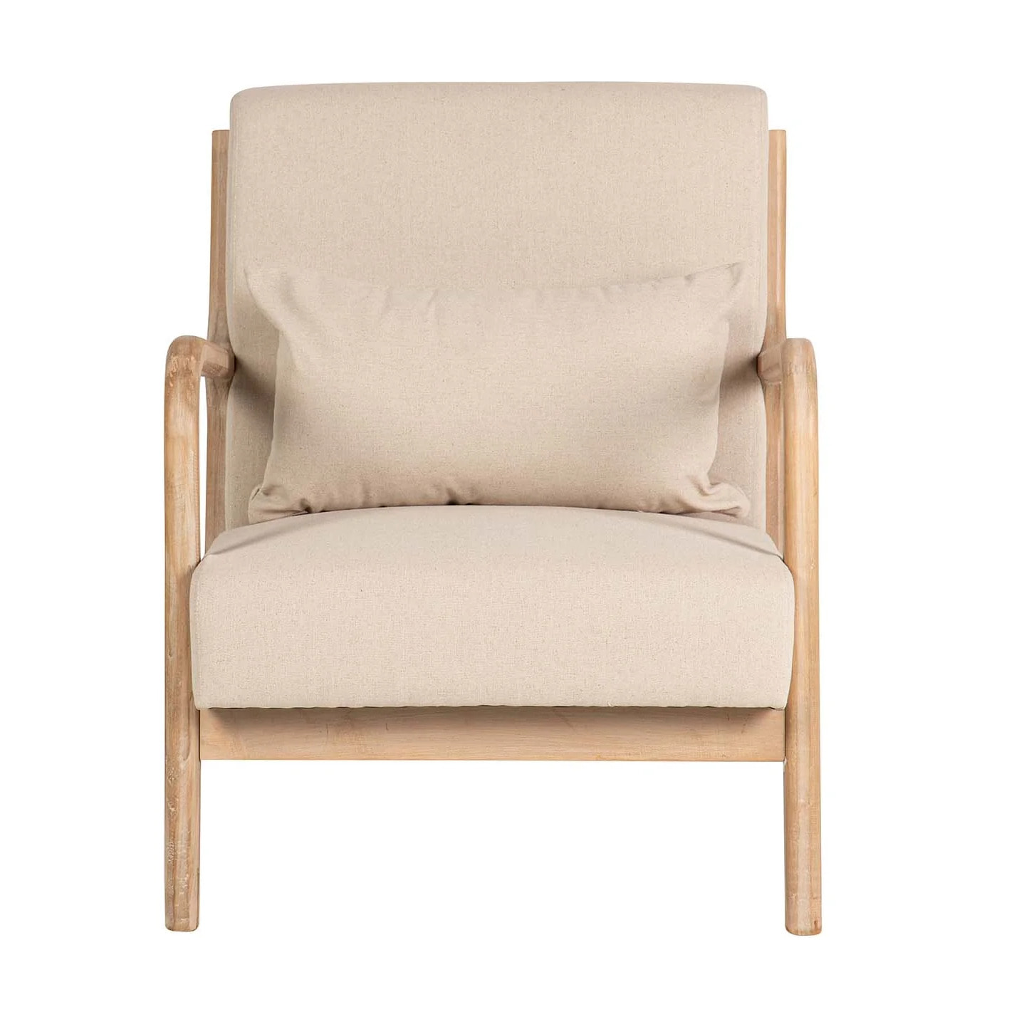 Butaca Madera Vintage Lino Beige 66x85x74 Cm