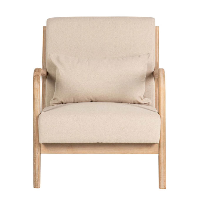 Butaca Madera Vintage Lino Beige 66x85x74 Cm
