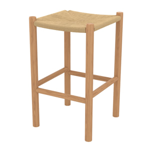 Tabouret pour îlot central Kaïa 65 cm en teck et rotin