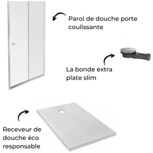 Receveur Ipso + paroi coulissante niche + bonde