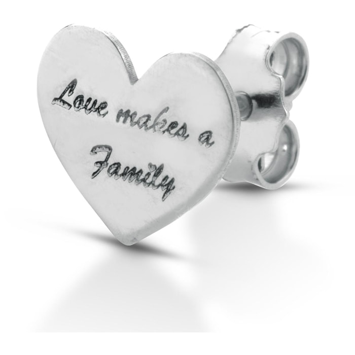 Orecchino Love Makes a Family Singolo Cuore Argento