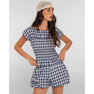Shorts de mujer abullonados con cuadros