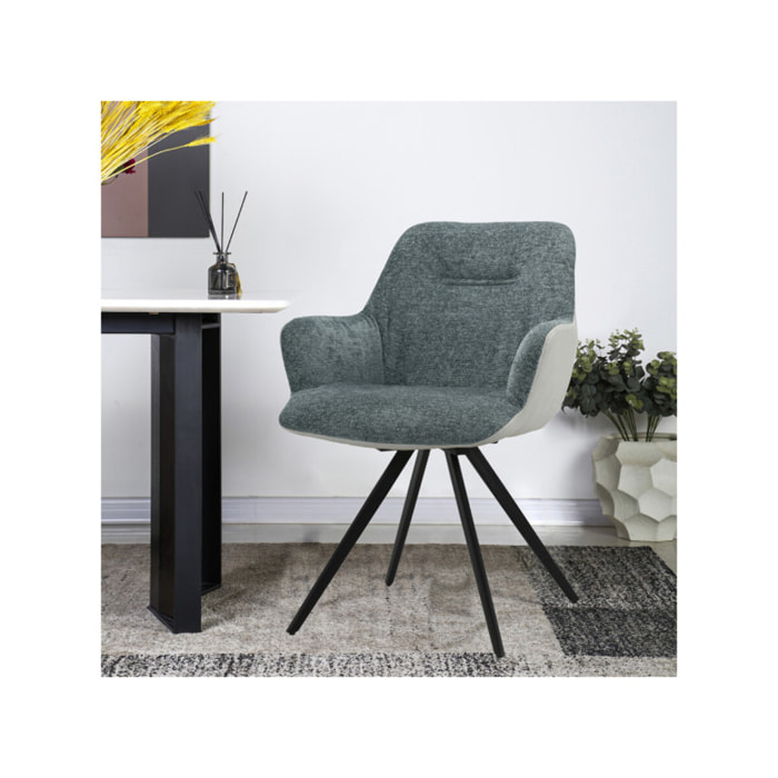 Fauteuil rotatif 180 en tissu soft avec accoudoirs - 2 coloris - ODILE