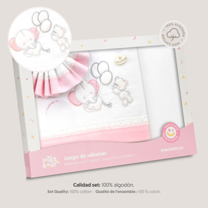 Triptico Minicuna Pasacinta Oso Elefante Globos Bco/Rosa