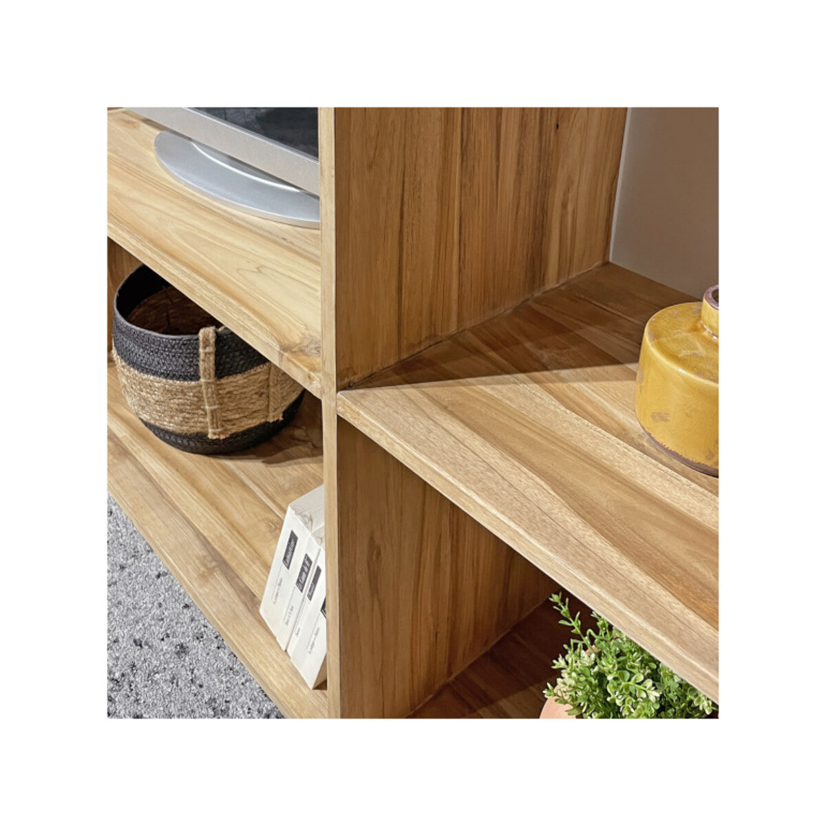Etagère en L 3 cases cubes de rangement 137 cm bois de teck massif - ROMA