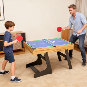 Mesa Multijuegos Plegable 13 en 1, Mesa de Juego con Futbolines para Niños, Billar, Ping-pong, Hockey, Ajedrez, Damas, Backgammon y Accesorios, Diversión Familiar para Adultos y Niños