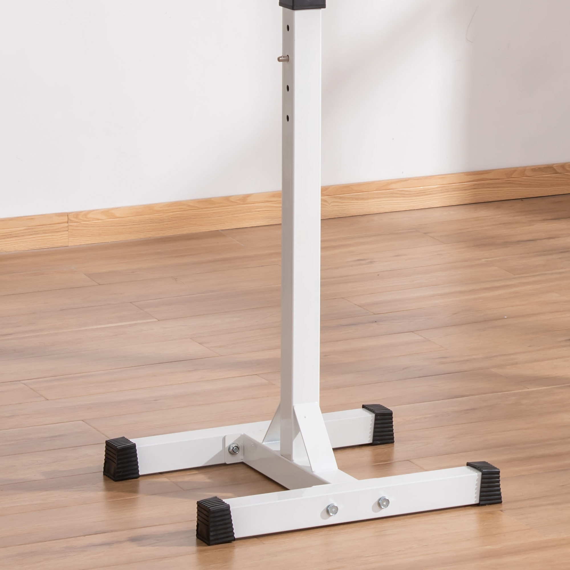 Soporte para Barras de Pesas Ajustable Estante de Acero para Levantamiento de Pesas Carga Máx. 150 kg Entrenamiento en Gimnasio Hogar 52x48x105-160 cm Blanco