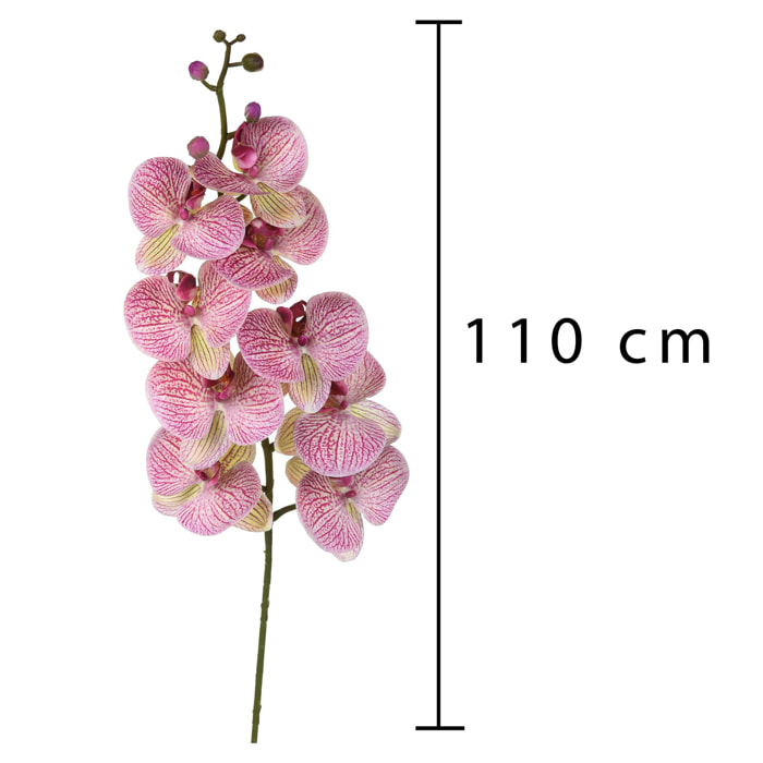 Phalenopsis Con 9 Fiori. Altezza 110 Cm - Pezzi 2 - 15X110X7cm - Colore: Viola - Bianchi Dino - Fiori Artificiali